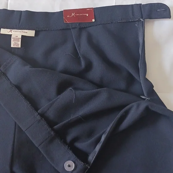 PANTS BY JM COLLECTION DARK BLUE SIZE 14 - Picture 5 of 12